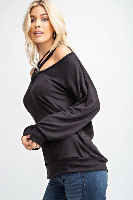 Crisscross Neck Long Sleeve - Fashion Bop
