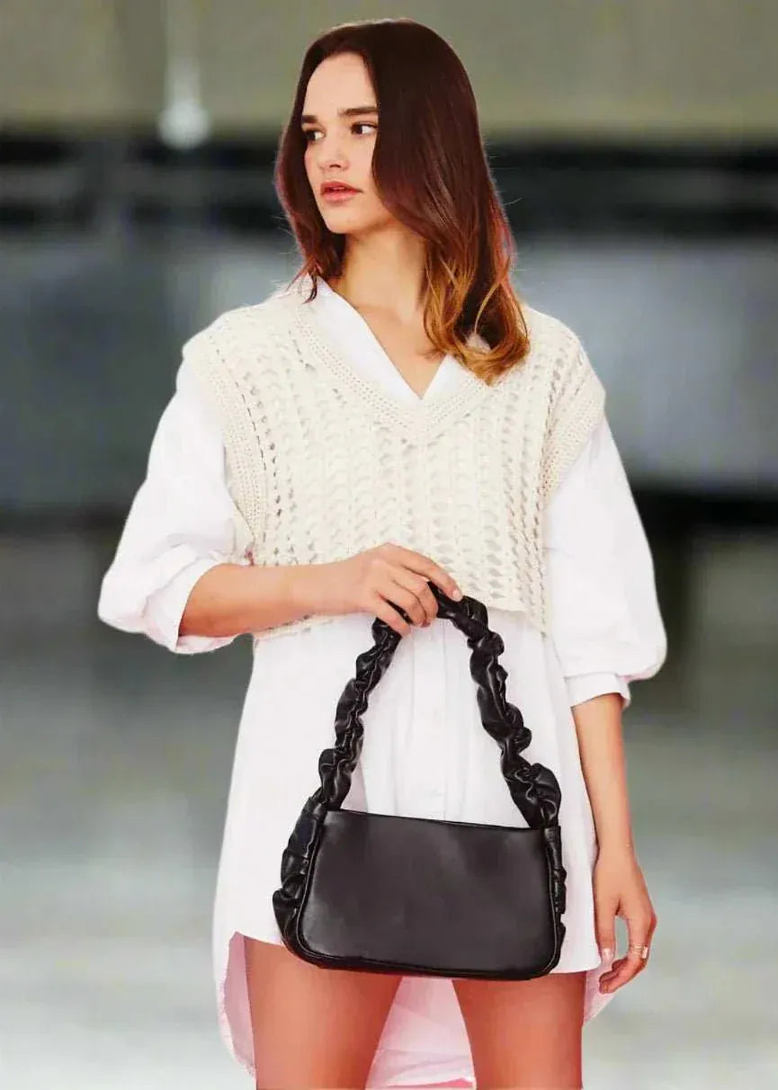 black handbag vegan leather