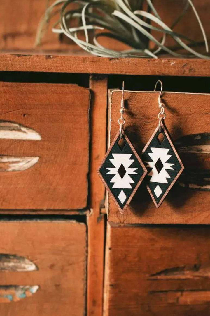Black &amp; White Southwest Vibes Earrings - Fashion Bop