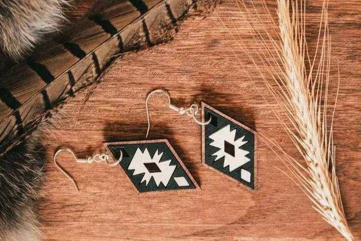 Black &amp; White Southwest Vibes Earrings - Fashion Bop