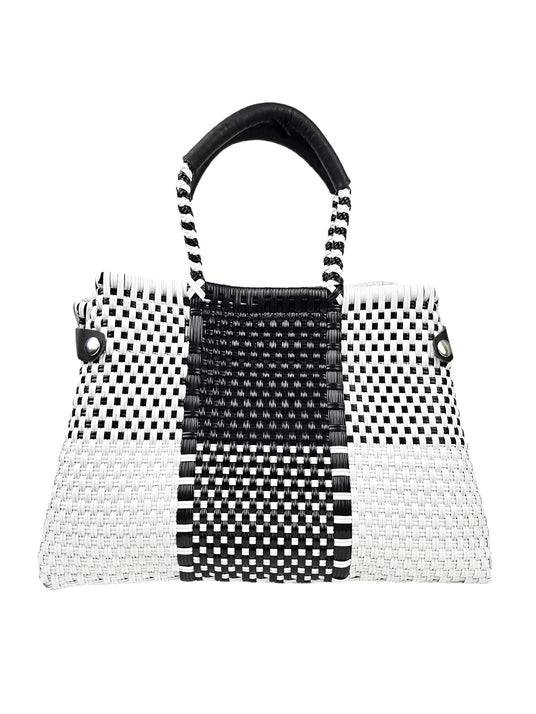 Sustainable Lux Black &amp; White Color-block Handbag - Fashion Bop