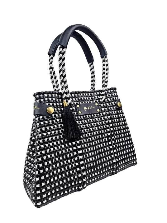 Sustainable Lux Black &amp; White Handbag - Fashion Bop