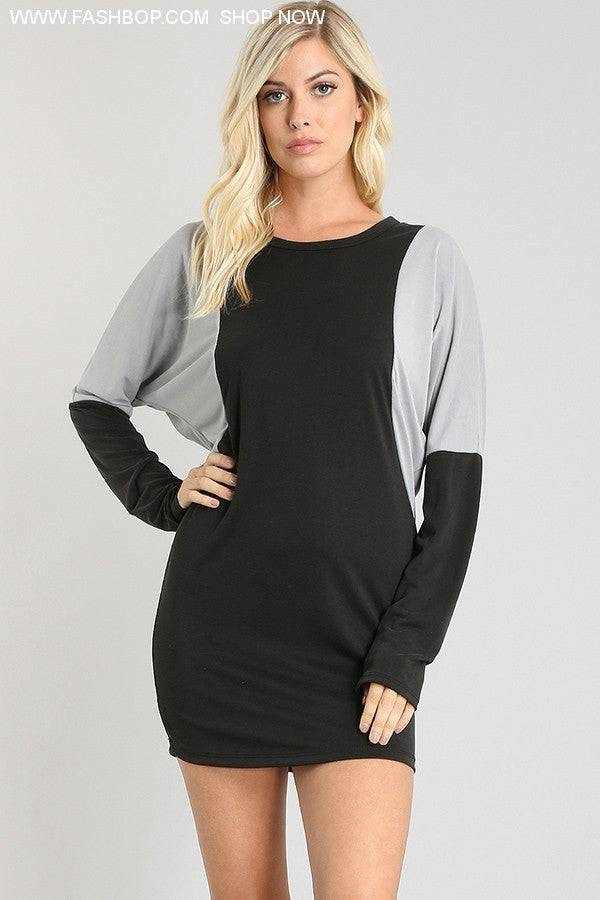 Color Block Mini Dress - Fashion Bop